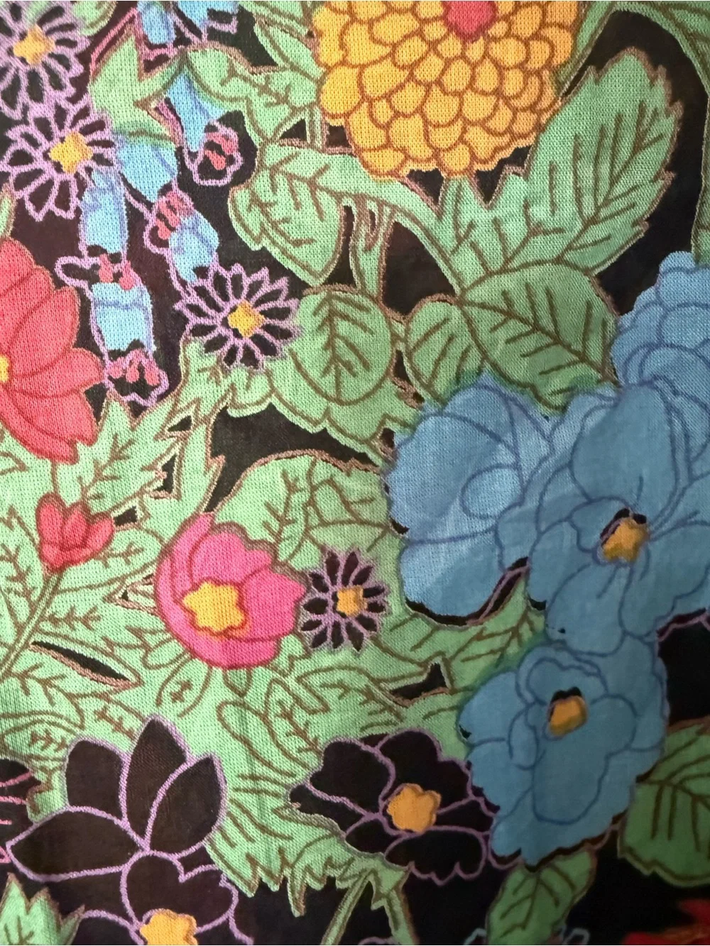 Mille Black Floral Tie-Neck Blouse with Multicolor Botanicals LB004-010 - Picture 3 of 7